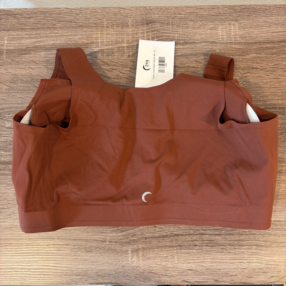 Zyia Women’s Coffee Front-Zip Access Bra - L - Picture 3 of 4